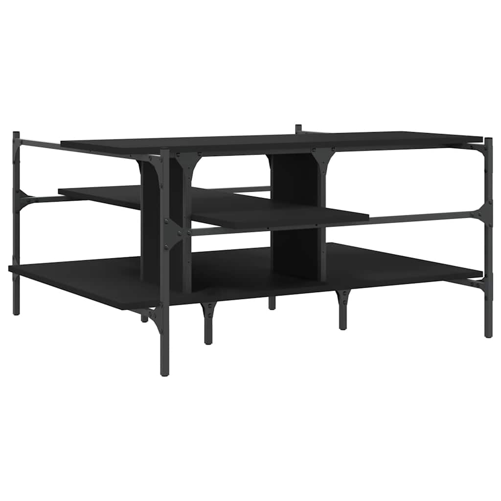 Stolić za kavu crni 100 x 100 x 48,5 cm od konstruiranog drva