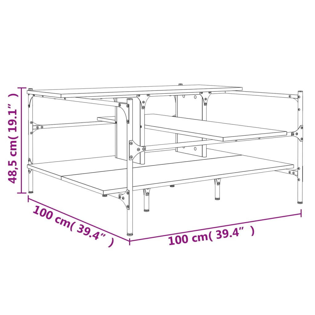 Stolić za kavu boja hrasta 100x100x48,5 cm konstruirano drvo