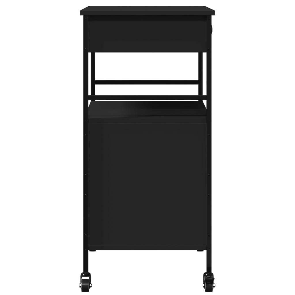 Kuhinjska kolica crna 56 x 43 x 89,5 cm od konstruiranog drva