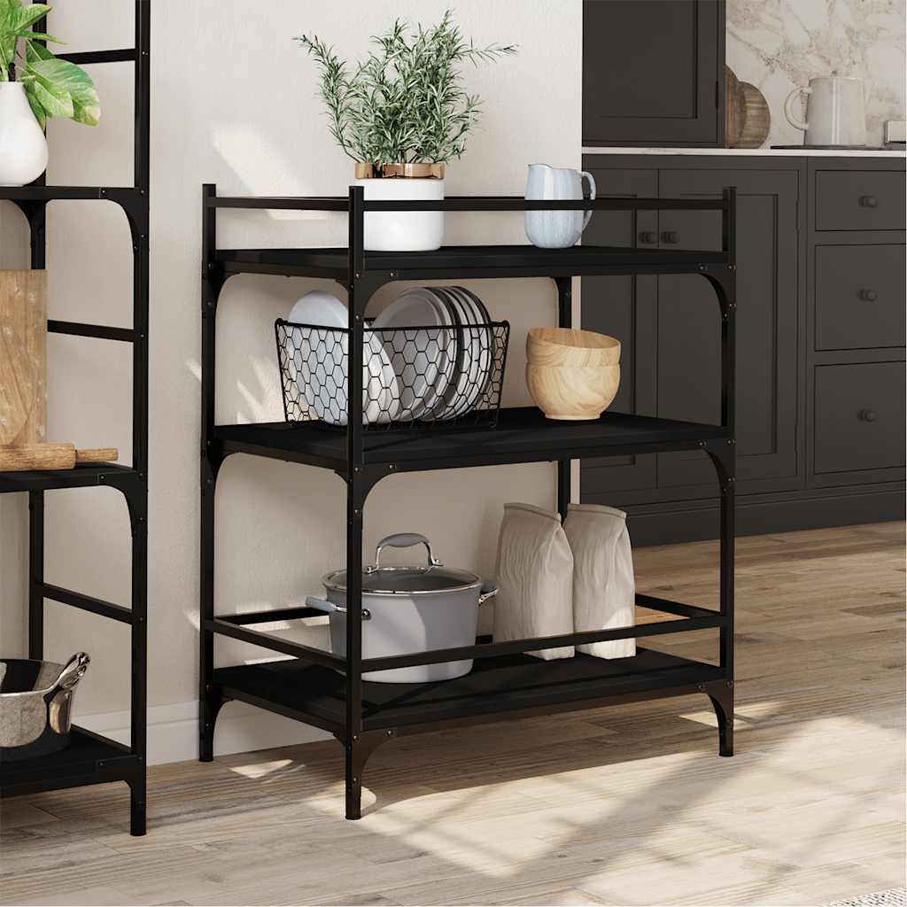 Kuhinjska kolica crna 65 x 40 x 86,5 cm od konstruiranog drva