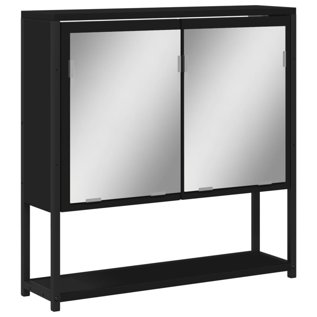 Kupaonski ormarić s ogledalom crni 60 x 16 x 60 cm drveni