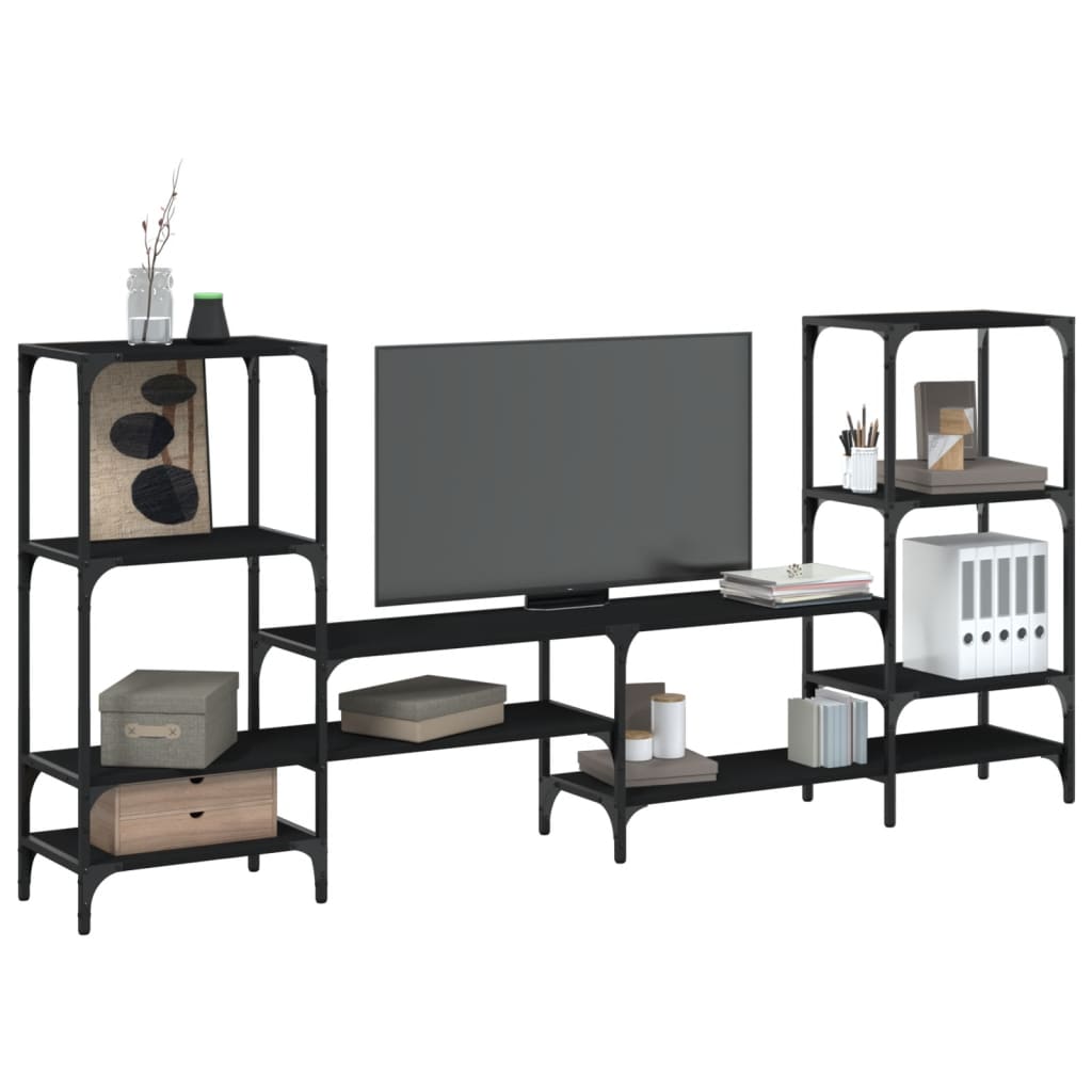 TV ormarić crni 206,5 x 28,5 x 95 cm od konstruiranog drva