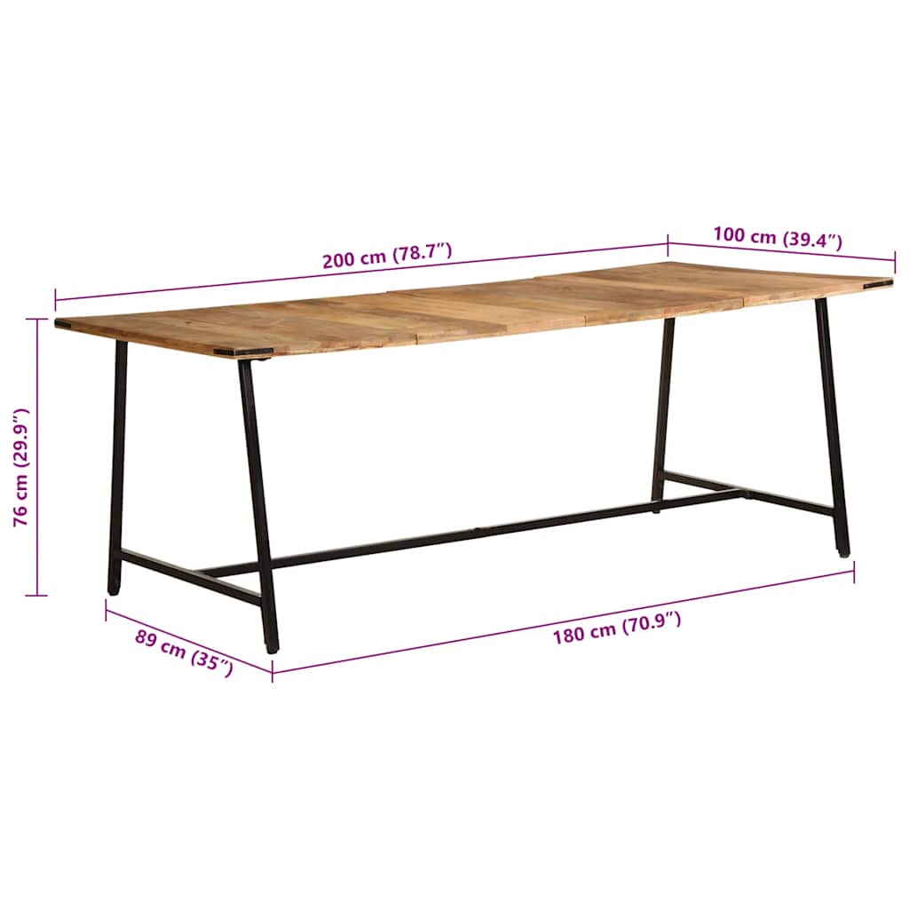 Blagovaonski stol 200x100x75 cm masivno drvo manga