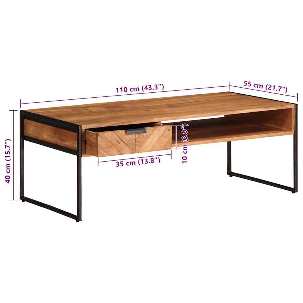 Stolić za kavu 110 x 55 x 40 cm od masivnog bagremovog drva