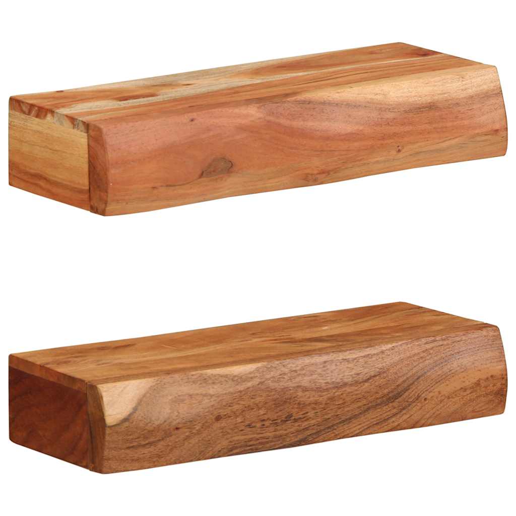 Zidne police 2 kom 40x17x8 cm od masivnog bagremovog drva