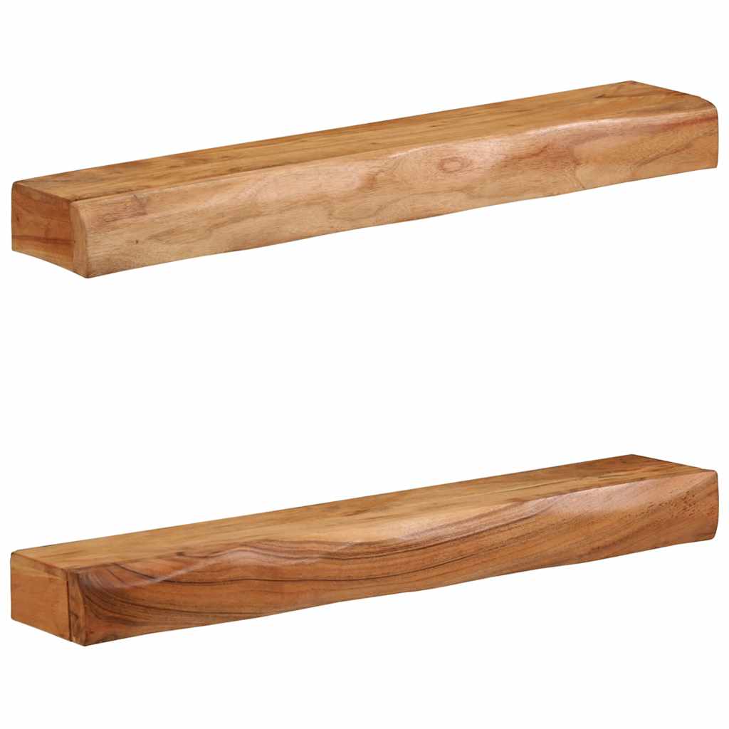 Zidne police 2 kom 80x17x8 cm od masivnog bagremovog drva