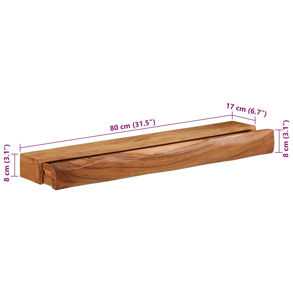 Zidne police 2 kom 80x17x8 cm od masivnog bagremovog drva