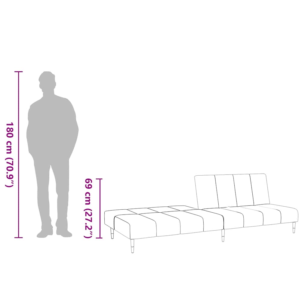 Dvosjed na razvlačenje smeđi baršunasti
