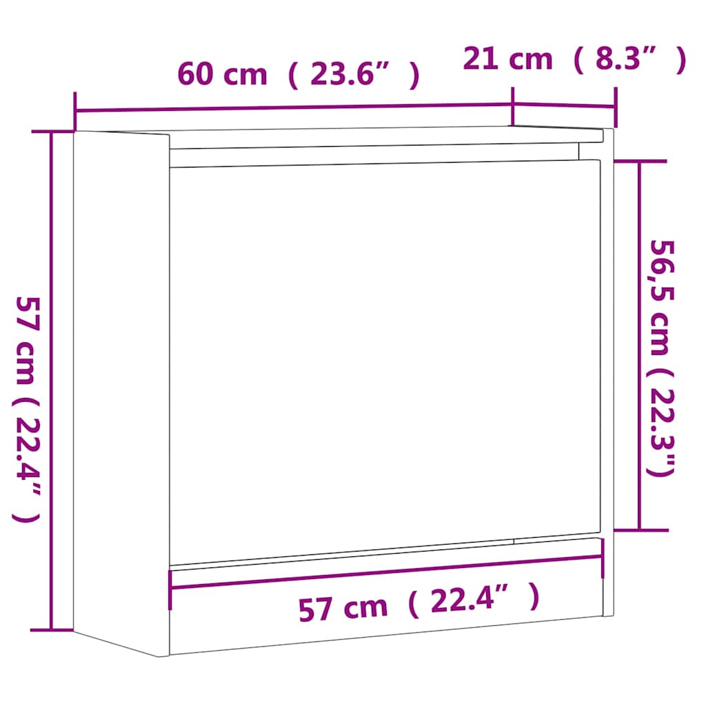 Ormarić za cipele crni 60 x 21 x 57 cm od konstruiranog drva