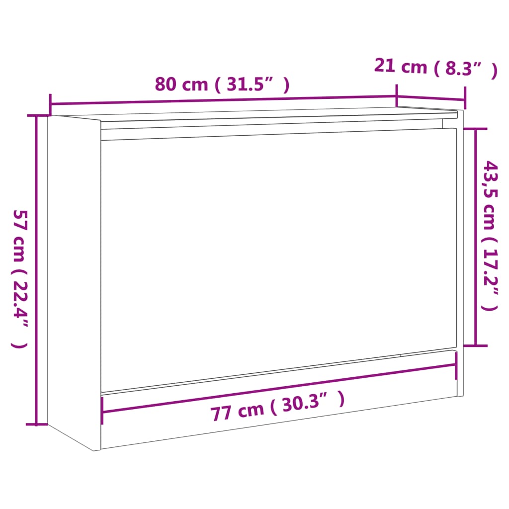 Ormarić za cipele boja hrasta 80x21x57 cm konstruirano drvo