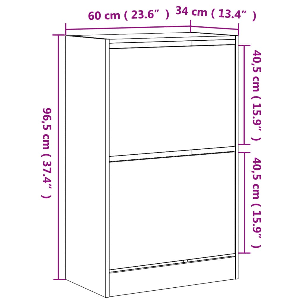 Ormarić za cipele bijeli 60x34x96,5 cm konstruirano drvo