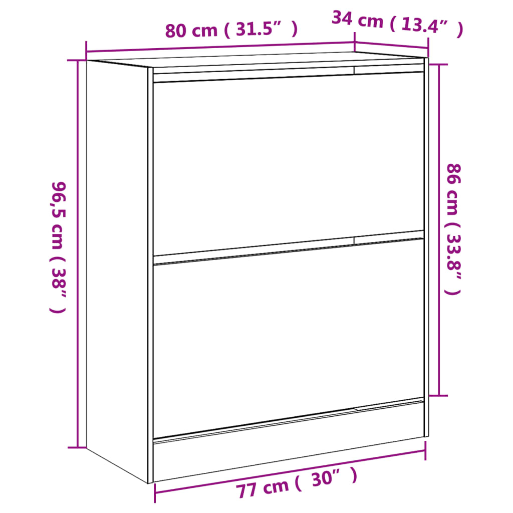Ormarić za cipele boja hrasta 80x34x96,5 cm konstruirano drvo