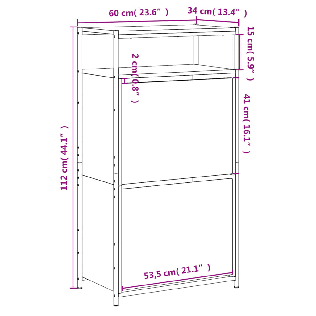 Ormarić za cipele crni 60 x 34 x 112 cm od konstruiranog drva
