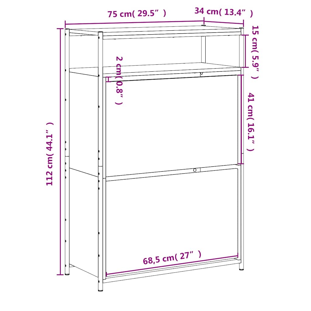 Ormarić za cipele crni 75x34x112 cm od konstruiranog drva