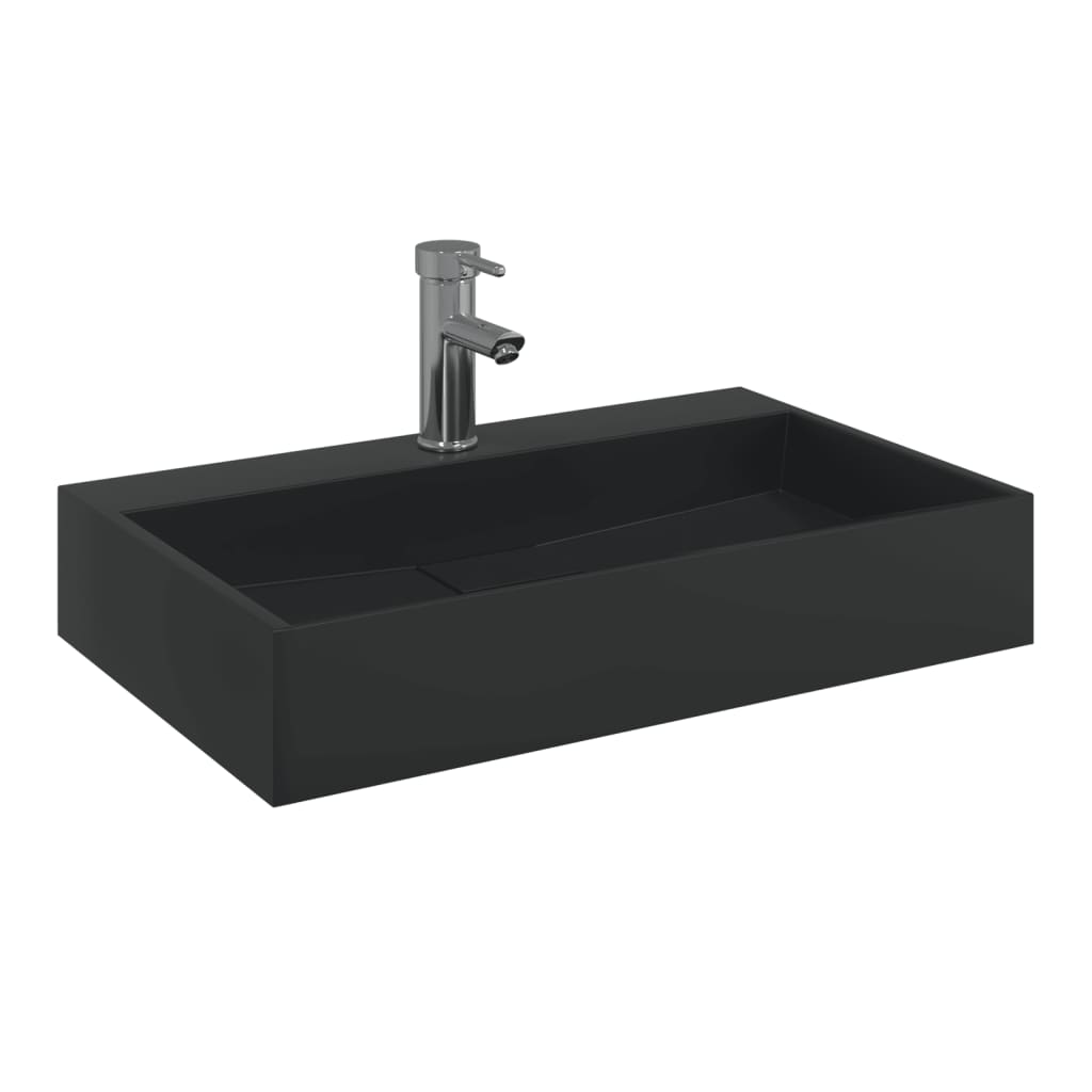 Umivaonik od lijevanih minerala i mramora 60x38x11 cm mat crni