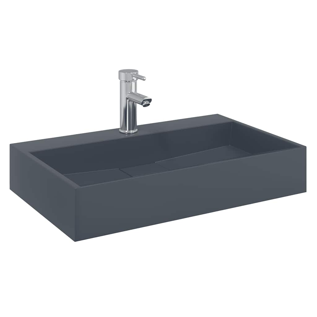 Umivaonik od lijevanih minerala/mramora 60x38x11 cm antracit