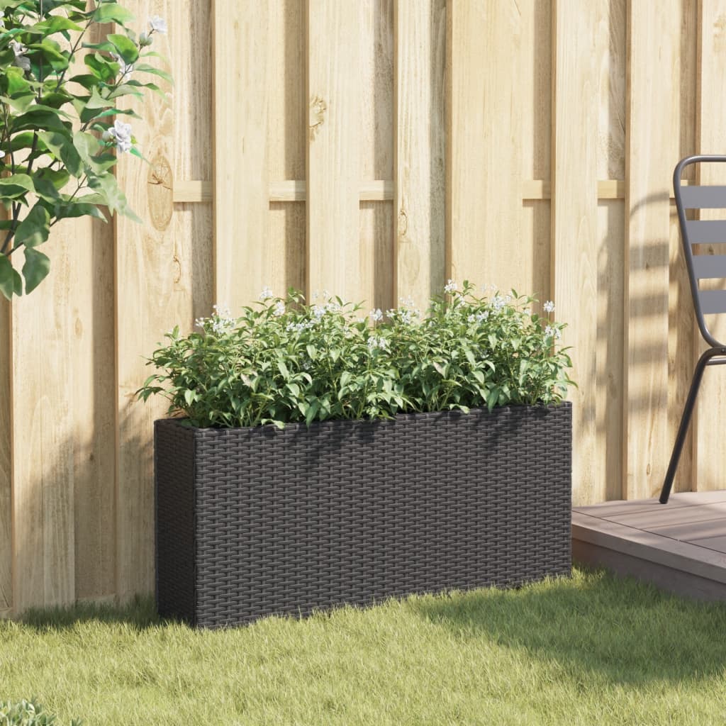 Vrtna sadilica s 2 posude crna 90 x 20 x 40 cm od poliratana