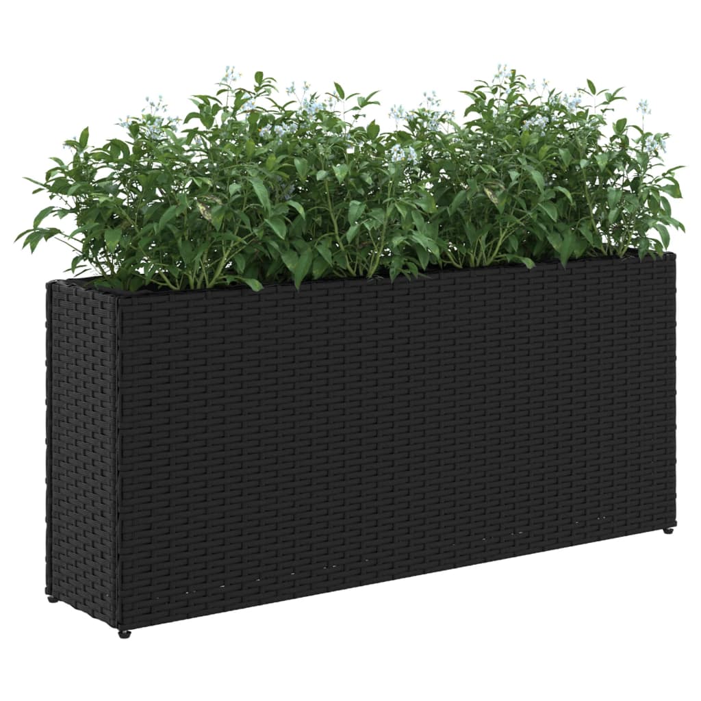 Vrtna sadilica s 2 posude crna 90 x 20 x 40 cm od poliratana