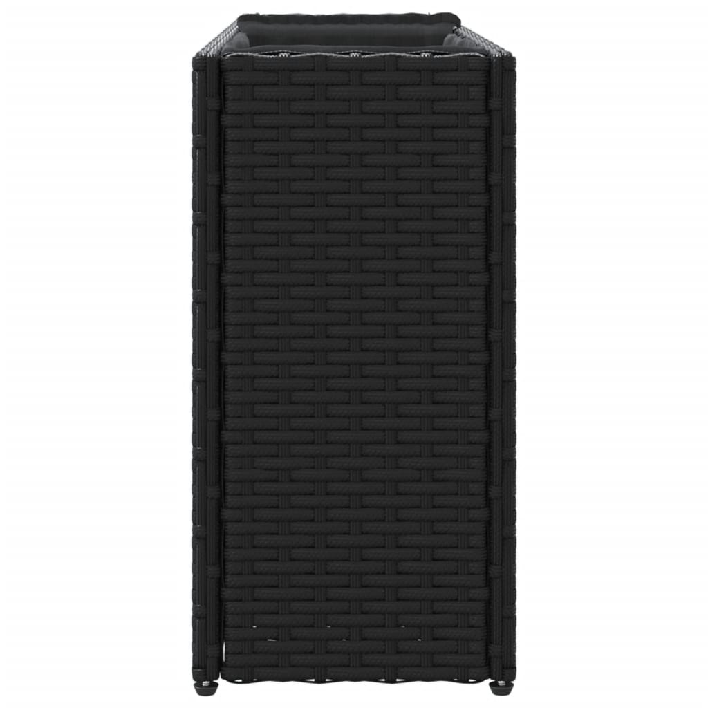 Vrtna sadilica s 2 posude crna 90 x 20 x 40 cm od poliratana