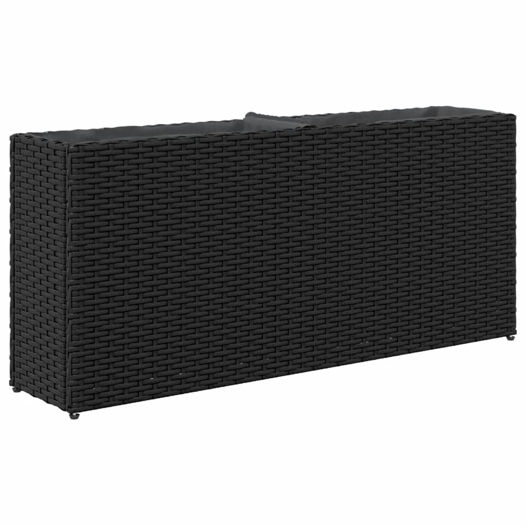 Vrtna sadilica s 2 posude crna 90 x 20 x 40 cm od poliratana