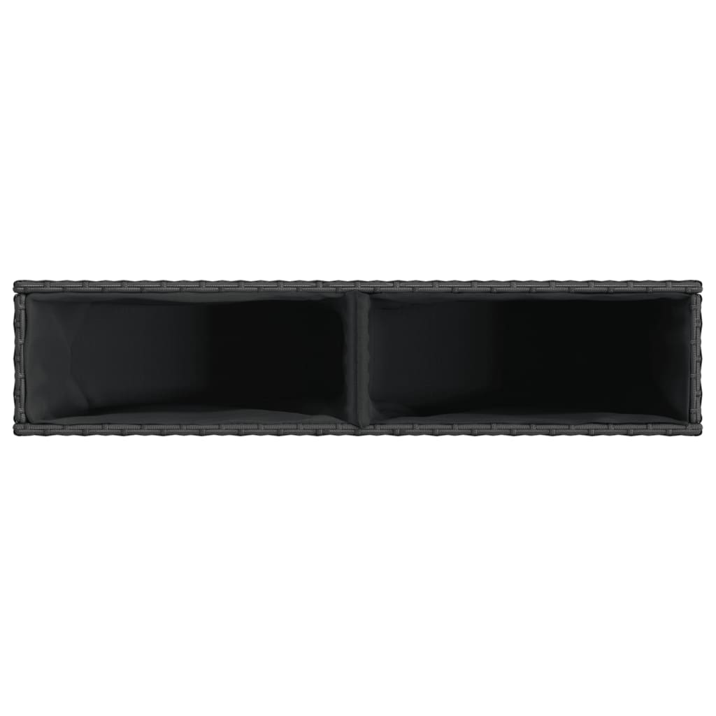 Vrtna sadilica s 2 posude crna 90 x 20 x 40 cm od poliratana