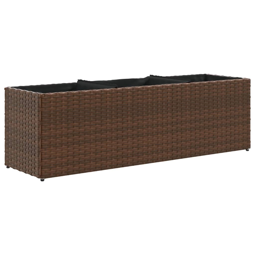 Vrtna sadilica s 3 posude smeđa 105 x 30 x 32 cm od poliratana