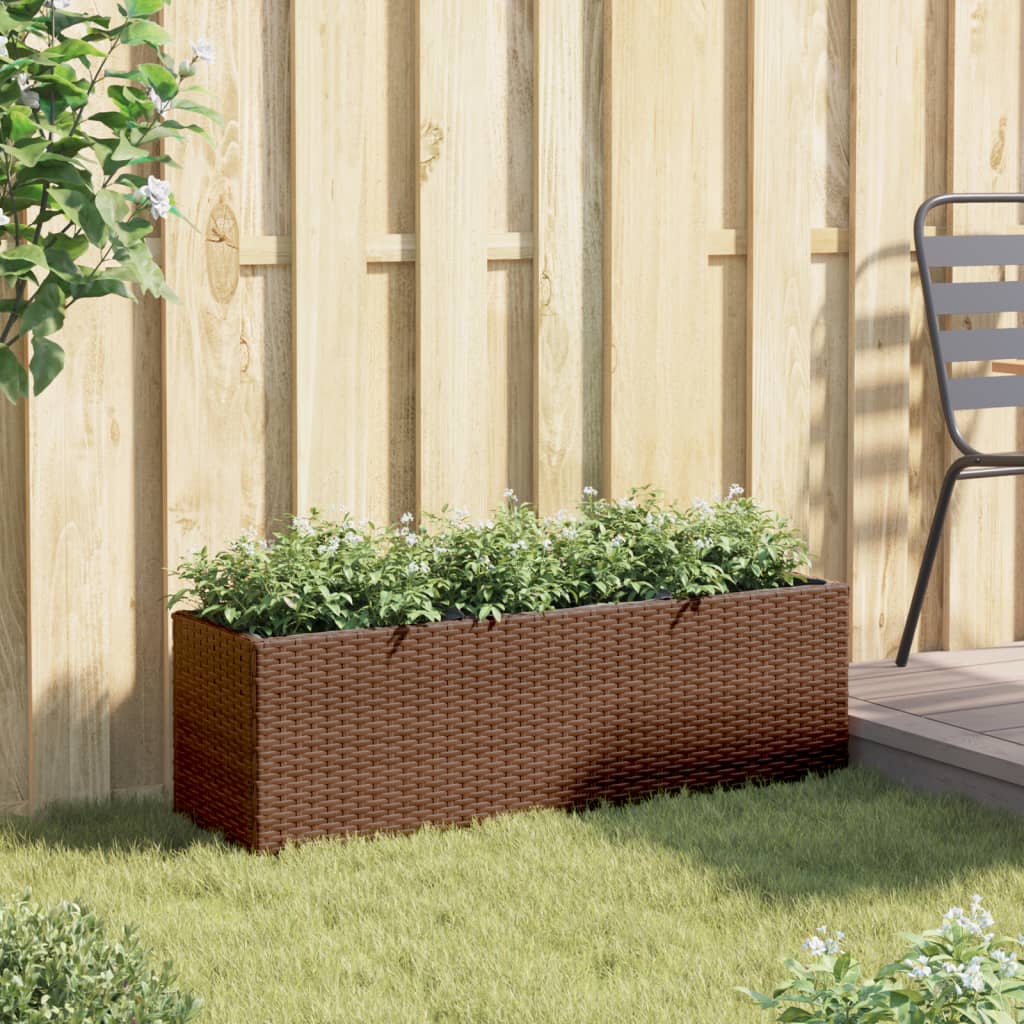 Vrtna sadilica s 3 posude smeđa 105 x 30 x 32 cm od poliratana