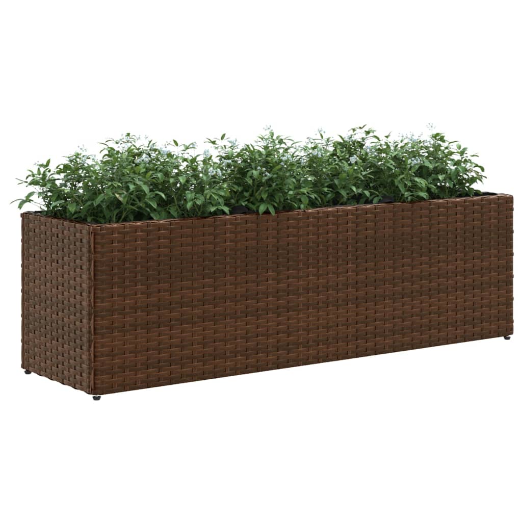 Vrtna sadilica s 3 posude smeđa 105 x 30 x 32 cm od poliratana