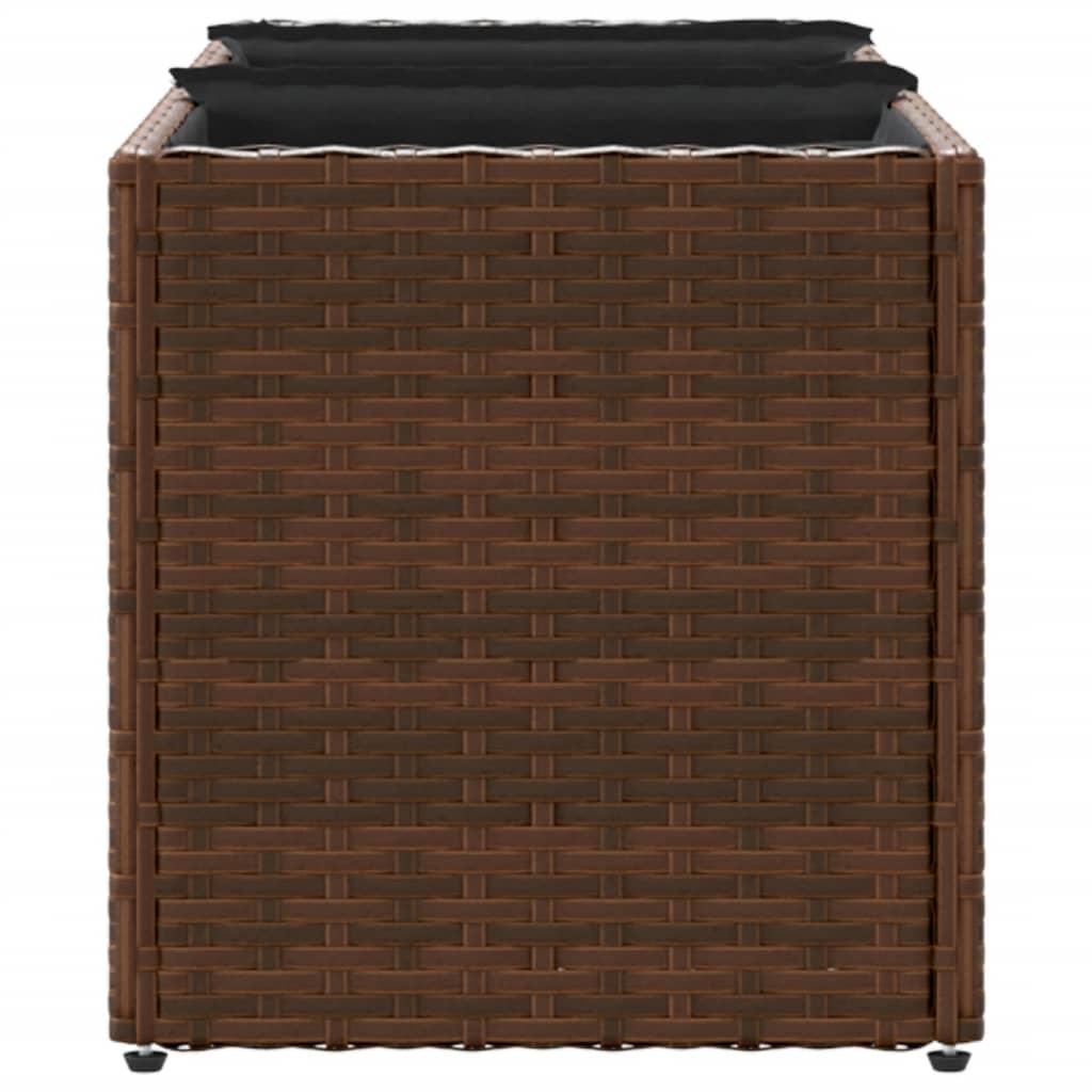 Vrtna sadilica s 3 posude smeđa 105 x 30 x 32 cm od poliratana