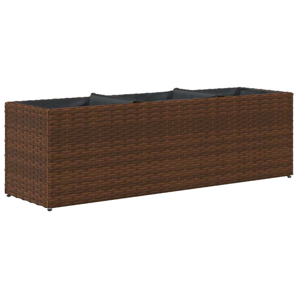 Vrtna sadilica s 3 posude smeđa 105 x 30 x 32 cm od poliratana