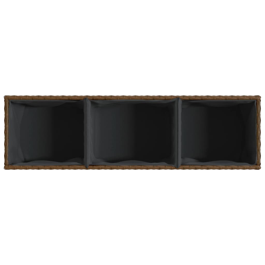 Vrtna sadilica s 3 posude smeđa 105 x 30 x 32 cm od poliratana
