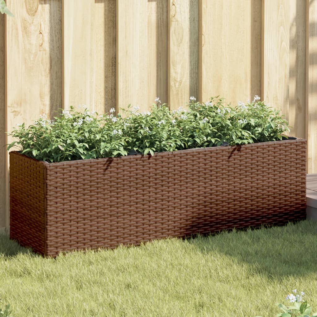 Vrtna sadilica s 3 posude smeđa 105 x 30 x 32 cm od poliratana