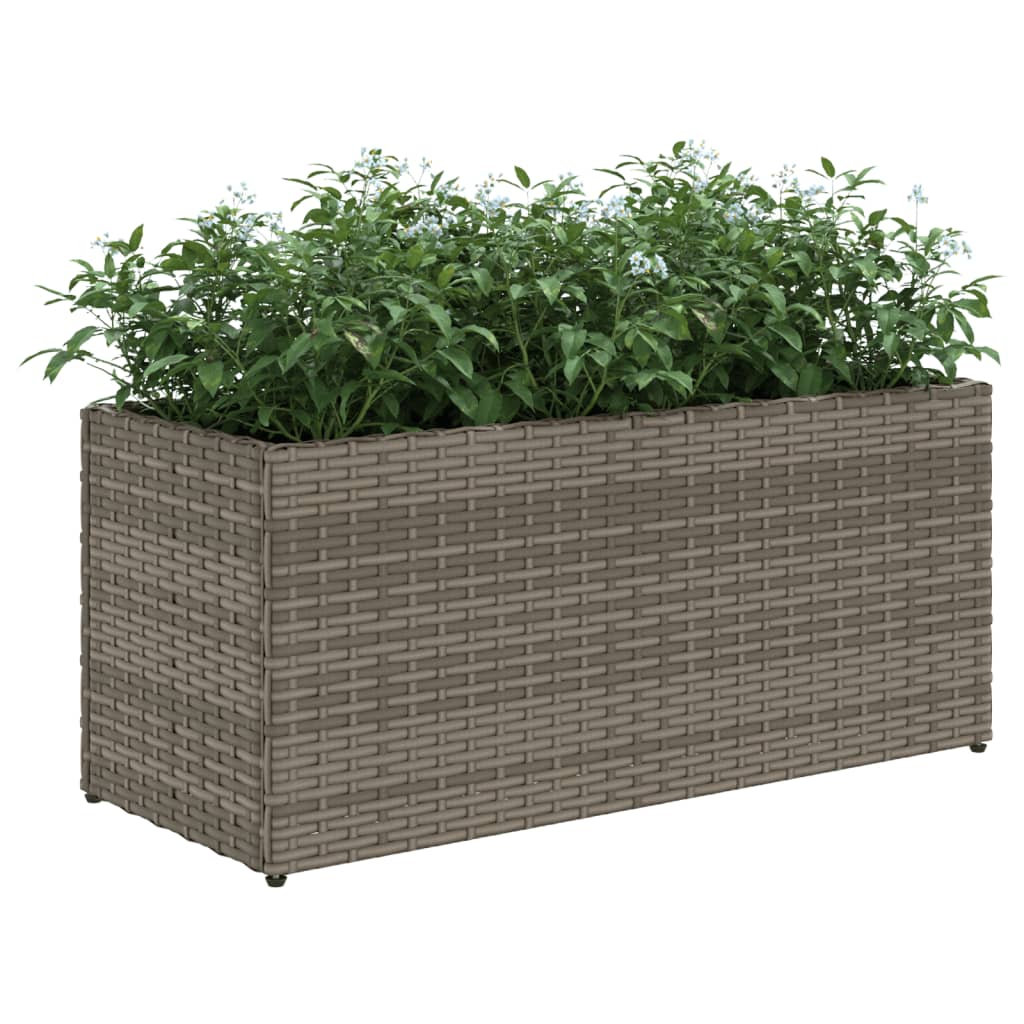 Vrtna sadilica s 2 posude siva 72 x 30 x 32 cm od poliratana