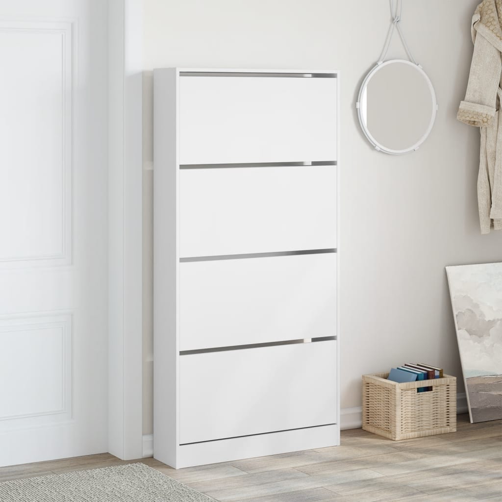 Ormarić za cipele s 4 preklopne ladice bijeli 80x21x163,5 cm