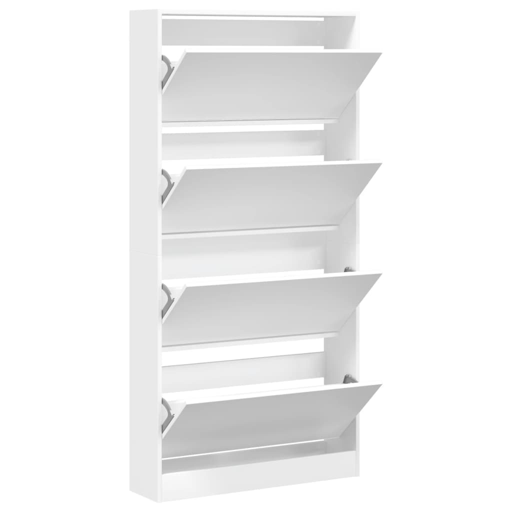 Ormarić za cipele s 4 preklopne ladice bijeli 80x21x163,5 cm