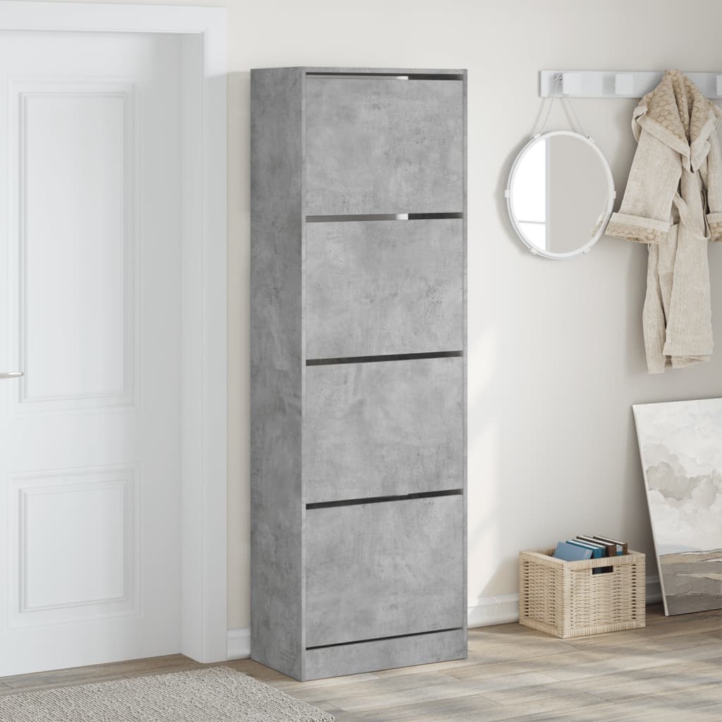 Ormarić za cipele s 4 ladice siva boja betona 60x34x187,5 cm