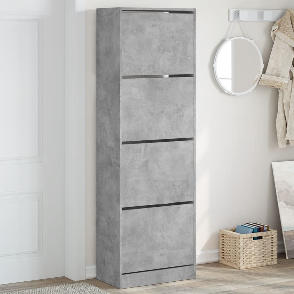 Ormarić za cipele s 4 ladice siva boja betona 60x34x187,5 cm