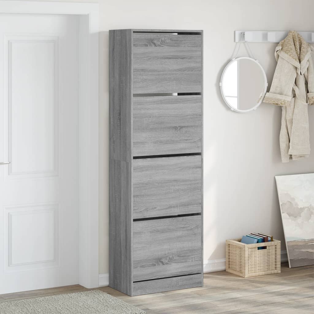 Ormarić za cipele s 4 ladice siva boja hrasta 60x34x187,5 cm