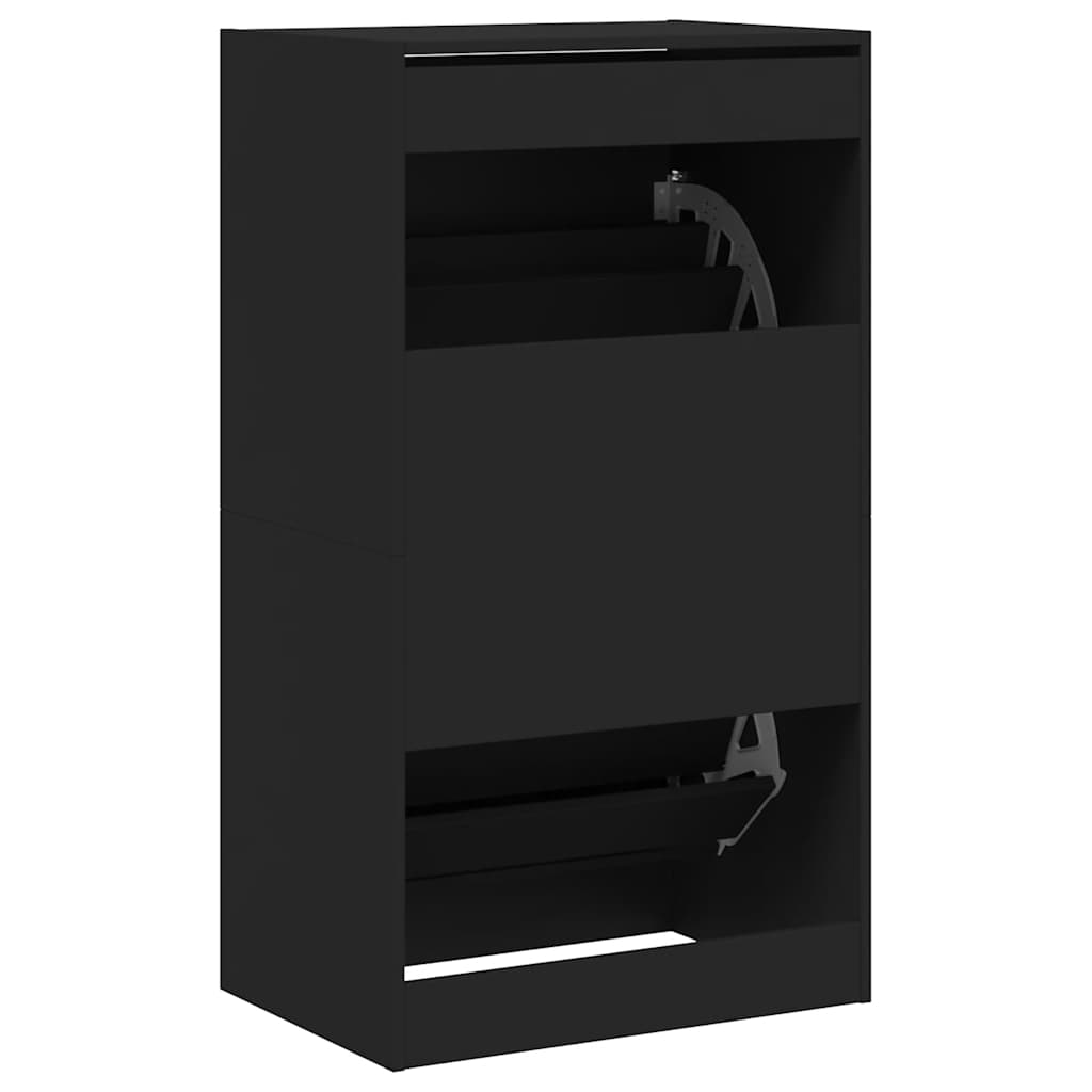 Ormarić za cipele s 2 preklopne ladice crni 60 x 42 x 108 cm