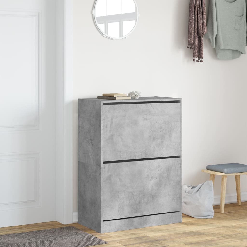 Ormarić za cipele s 2 ladice siva boja betona 80x42x108 cm