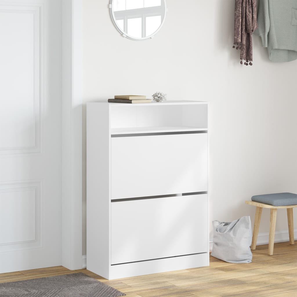 Ormarić za cipele s 2 preklopne ladice bijeli 80 x 34 x 116 cm
