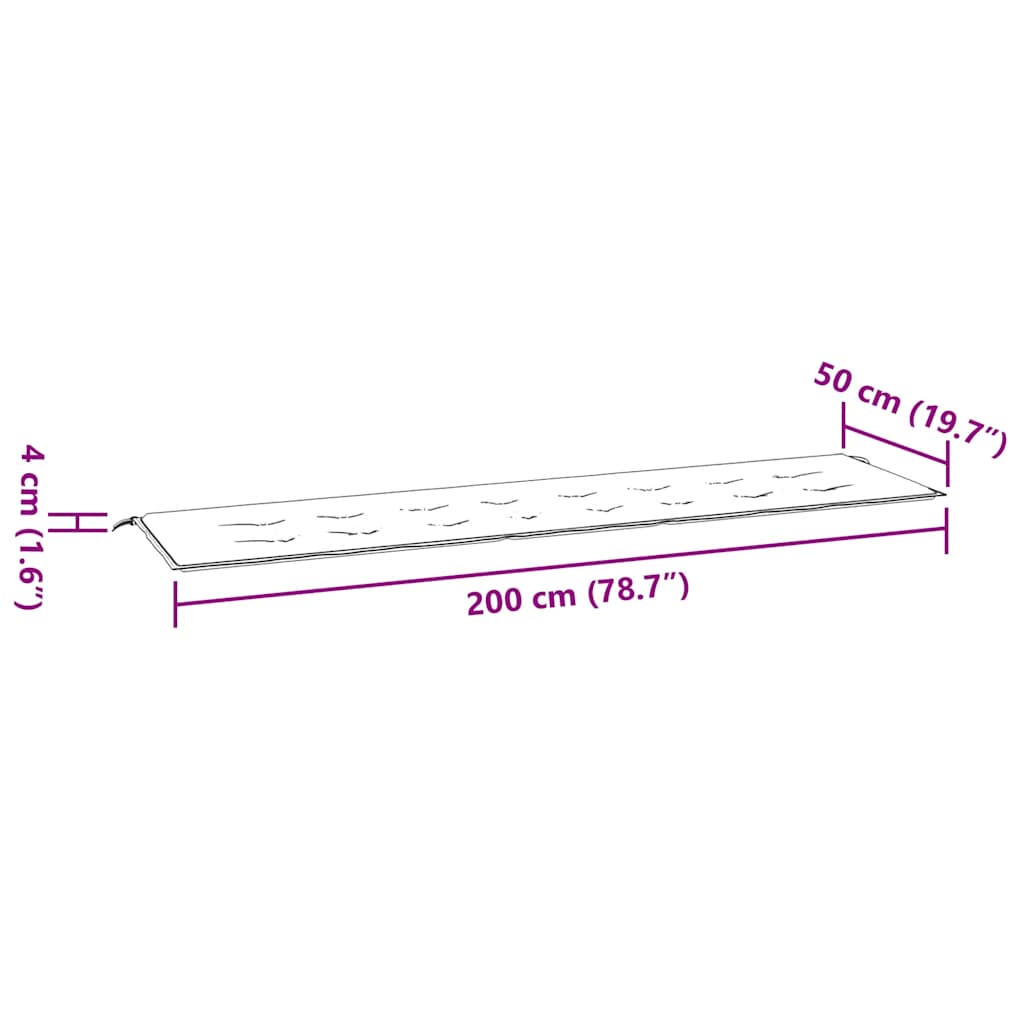 Jastuk za vrtnu klupu modri 200x50x4 cm od tkanine Oxford