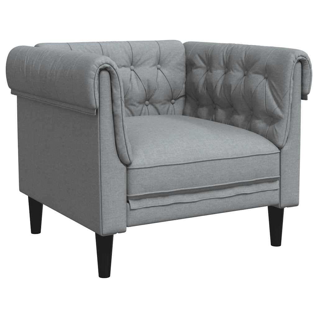 Fotelja Chesterfield svijetlosiva od tkanine