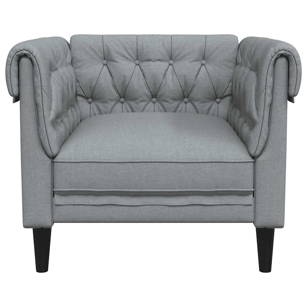 Fotelja Chesterfield svijetlosiva od tkanine