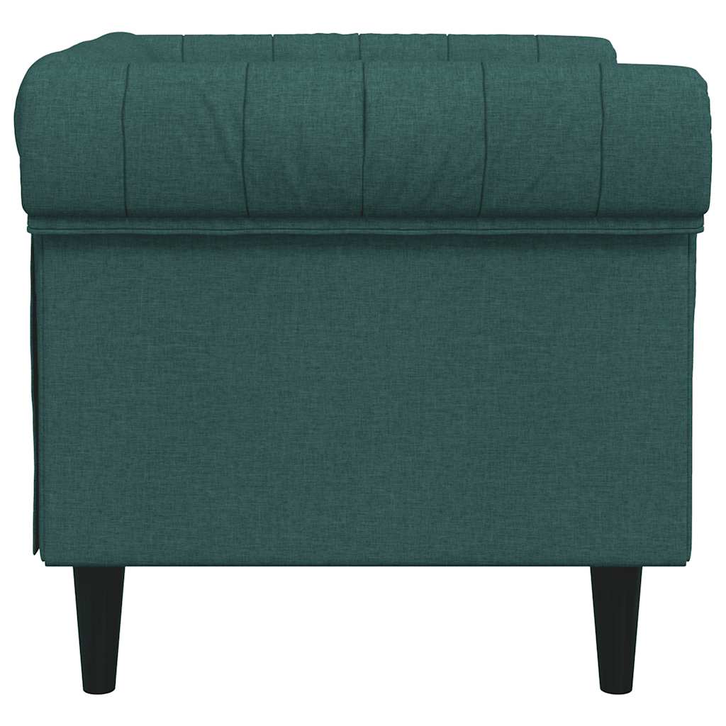 Fotelja Chesterfield tamnozelena od tkanine