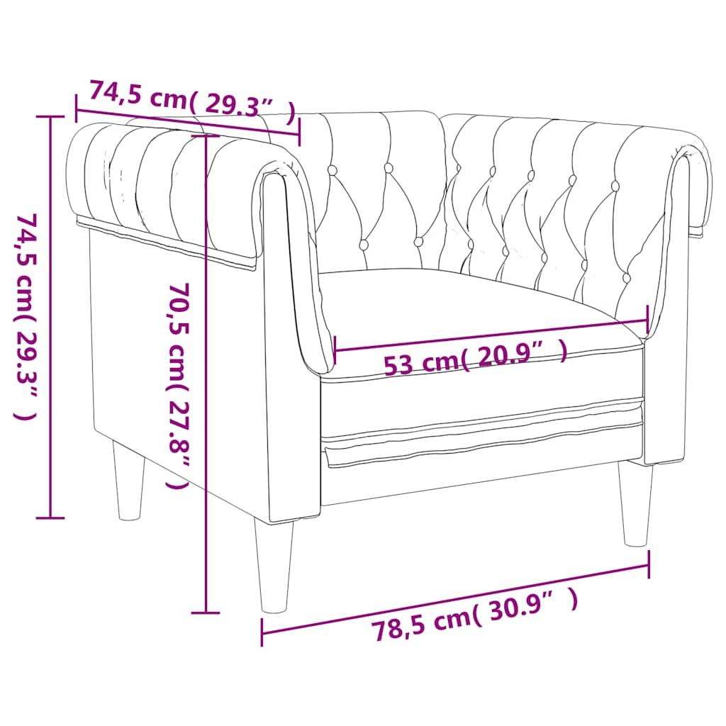 Fotelja Chesterfield platnena