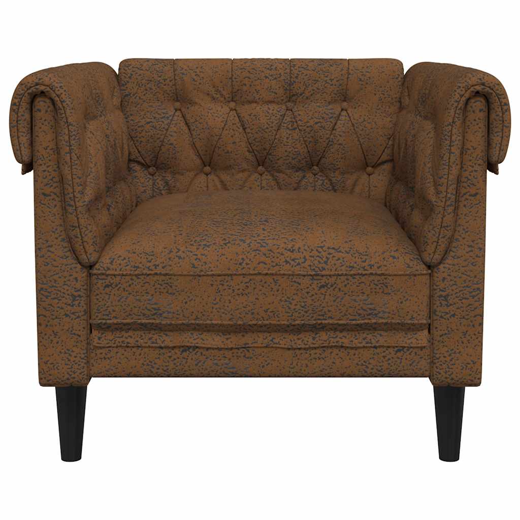 Fotelja Chesterfield smeđa od tkanine