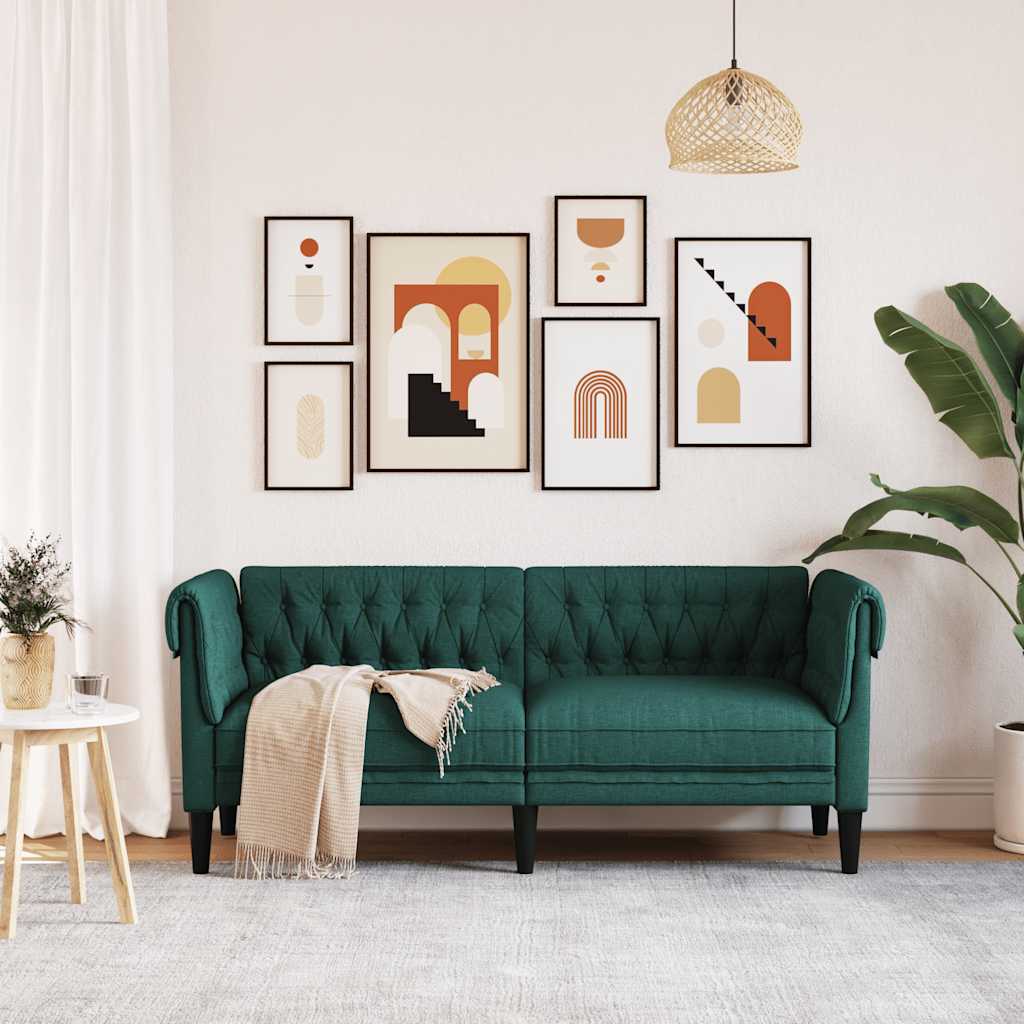 Dvosjed Chesterfield tamnozeleni od tkanine