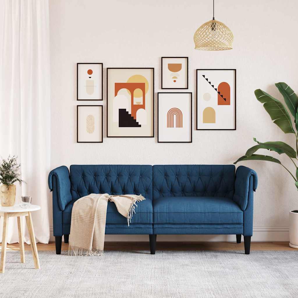 Dvosjed Chesterfield plavi od tkanine
