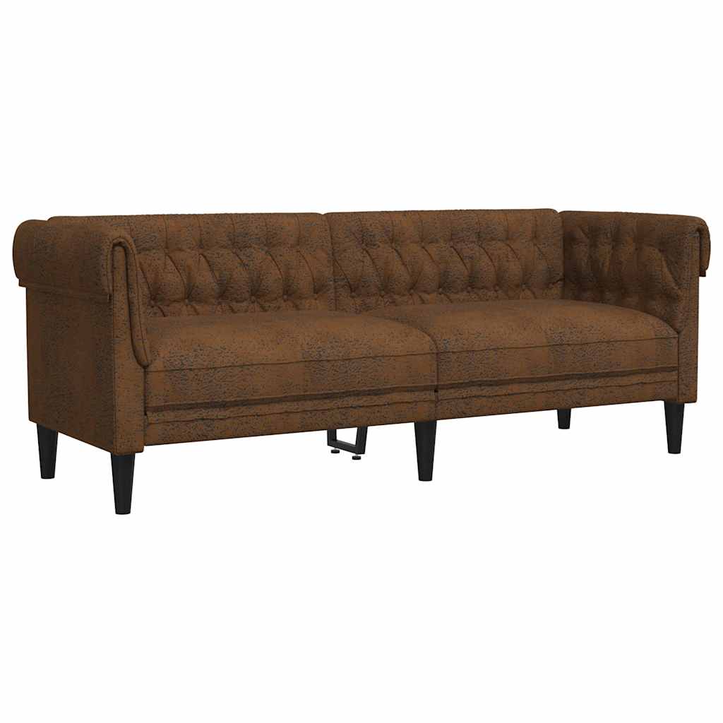 Trosjed Chesterfield smeđi od tkanine